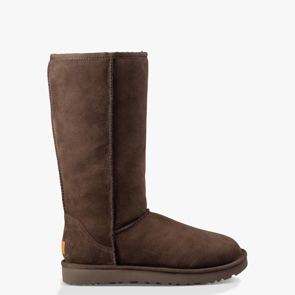 Bottes Hautes UGG Classic Tall II Femme Chocolat Soldes 360EJFAS